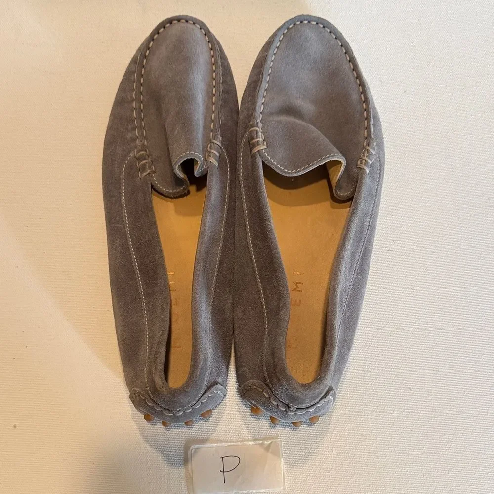 Men's Suede Slip-On Loafers in Charcoal Gray